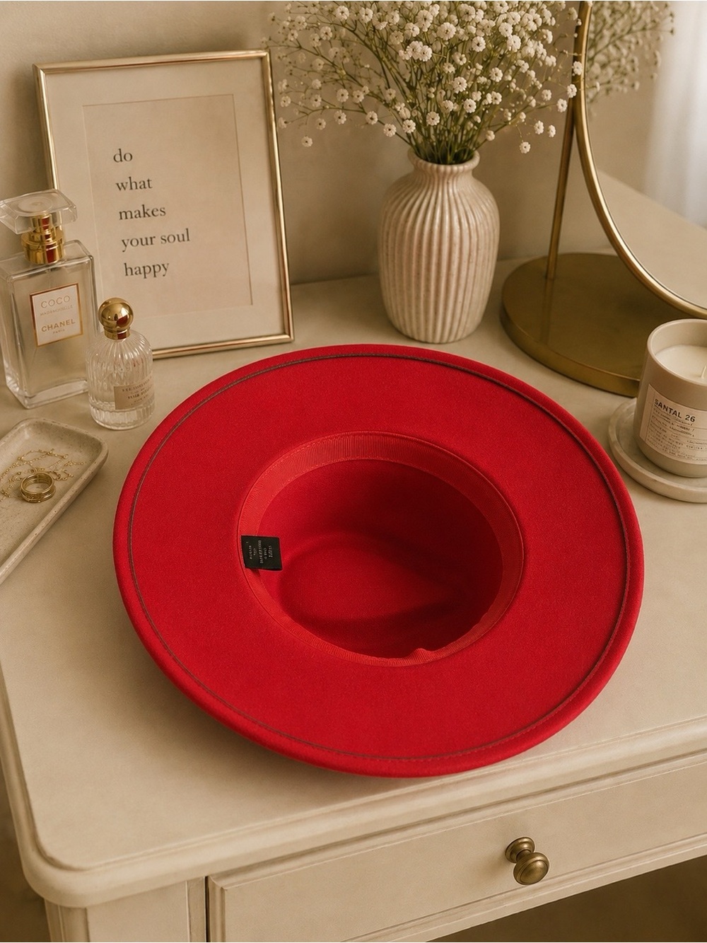 Red Fedora Hat - Classic Women's Felt Fedora - Picture 4 of 6
